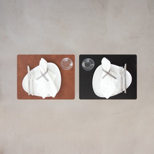 Lind DNA Table Mat Square L Double Bull Black/cognack