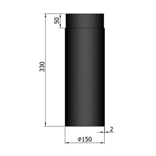 TermaTech Rökrör Ø150 mm – Längd 330 mm Svart