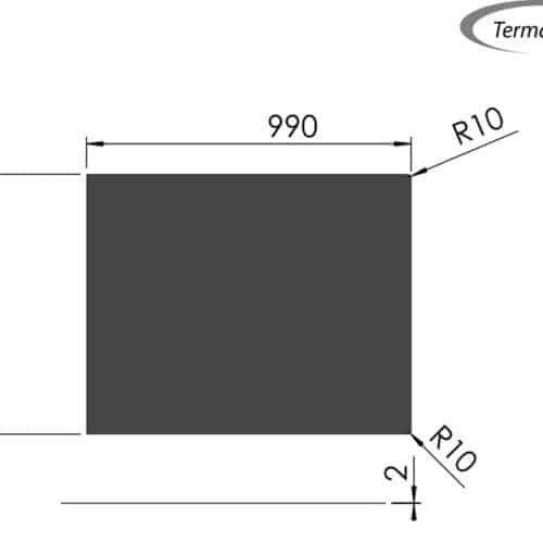 TermaTech Golvplatta Fyrkant 800x1000 (793x990mm) 2 rundade hörn R10mm