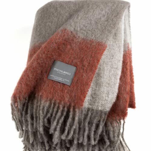 Stackelbergs Pläd Mohair Blanket Brick & Brindle Stripe