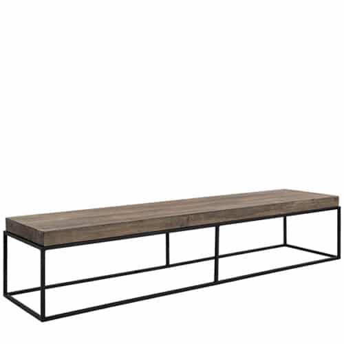 Artwood CARLISLE Mediabänk – Massiv ek och svart metall 180x45cm