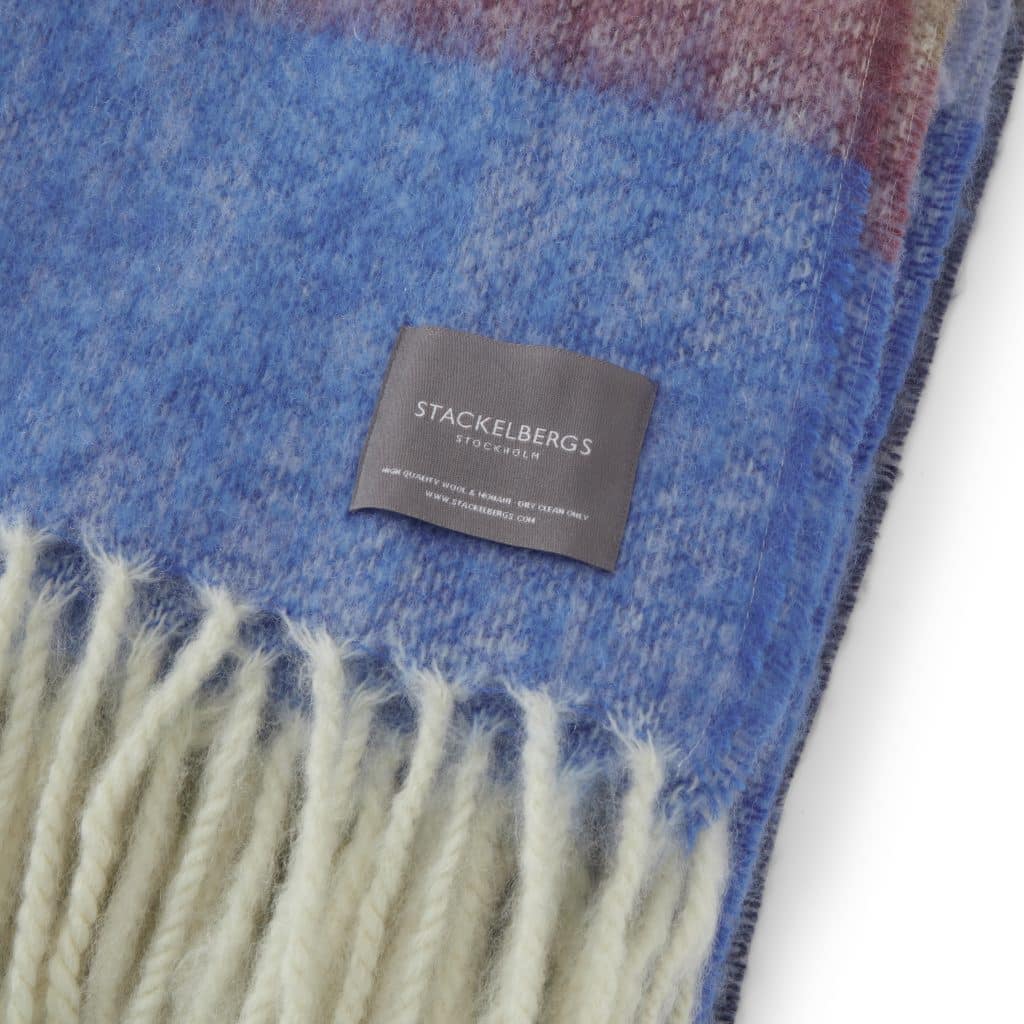 Stackelbergs Mohair Pläd Blue, Azur & Camel Stripe 140 x 180 cm - Bild 3