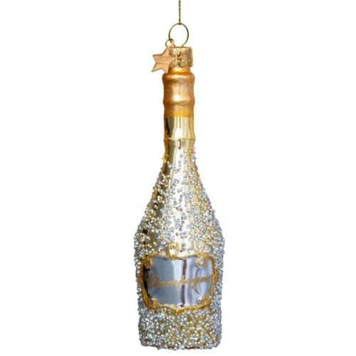Vondels Glaskula Guld Champagneflaska med diamanter