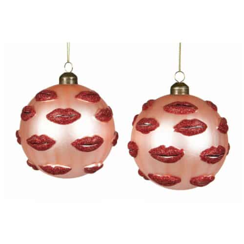Glaskula Lips Rosa/Röd Ø10cm
