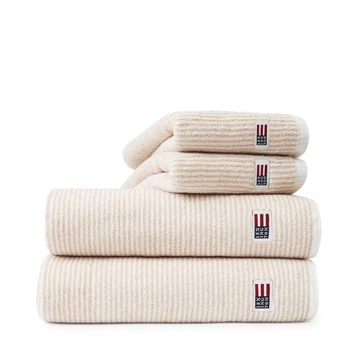 Lexington Original handduk vit / tan randig