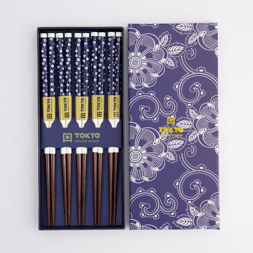 Tokyo Design studio Chopstick Giftset/5 Blue Flowers - Bild 2