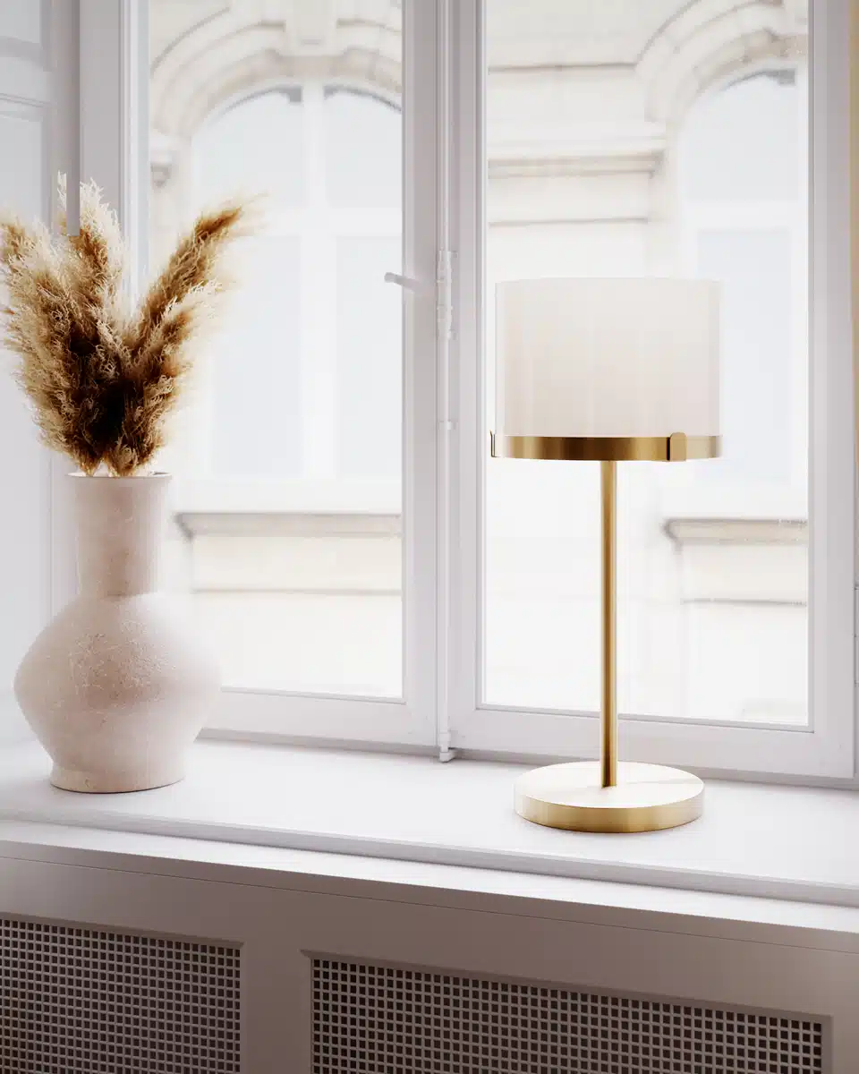Marcel Bordslampa H55 cm – Mässing & Opalvit Glas - Bild 3