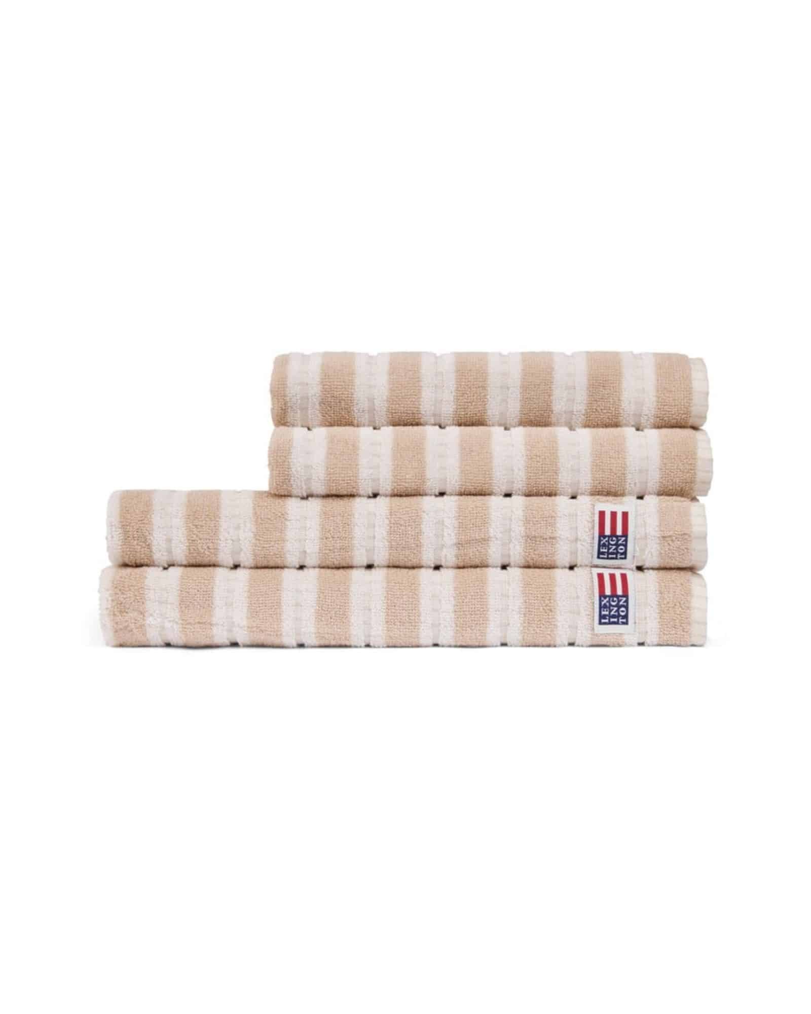 Velour jacquard handduk med lövmönster ljusbeige
