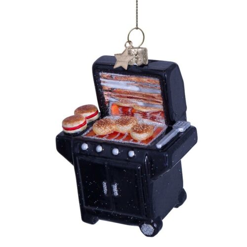 Dekoration i glas svart modern grill H9,5 cm