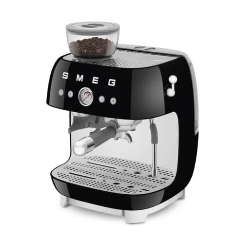 Smeg Manuell Kaffemaskin med kaffekvarn högblank Svart