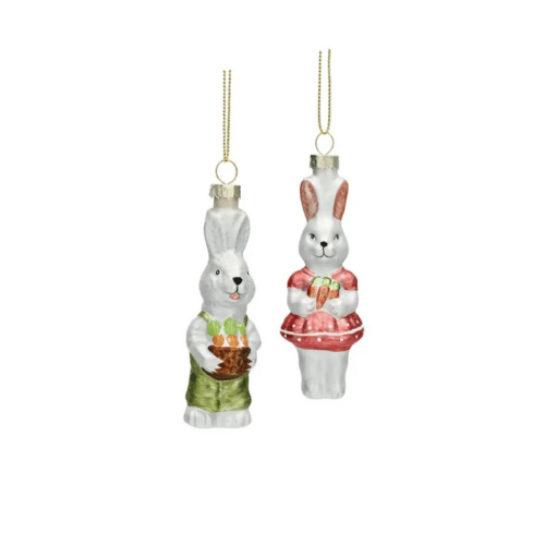 Hänge Kaniner Morot Mix – glasdekoration för påsk 10 cm