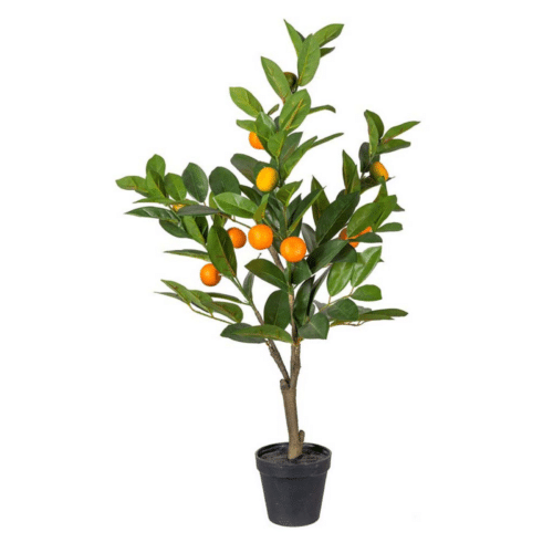Citrus 70 cm – Naturtrogen konstväxt med gröna blad och gula frukter
