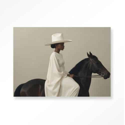Tavla Beige Rider 110x145 cm vit ram