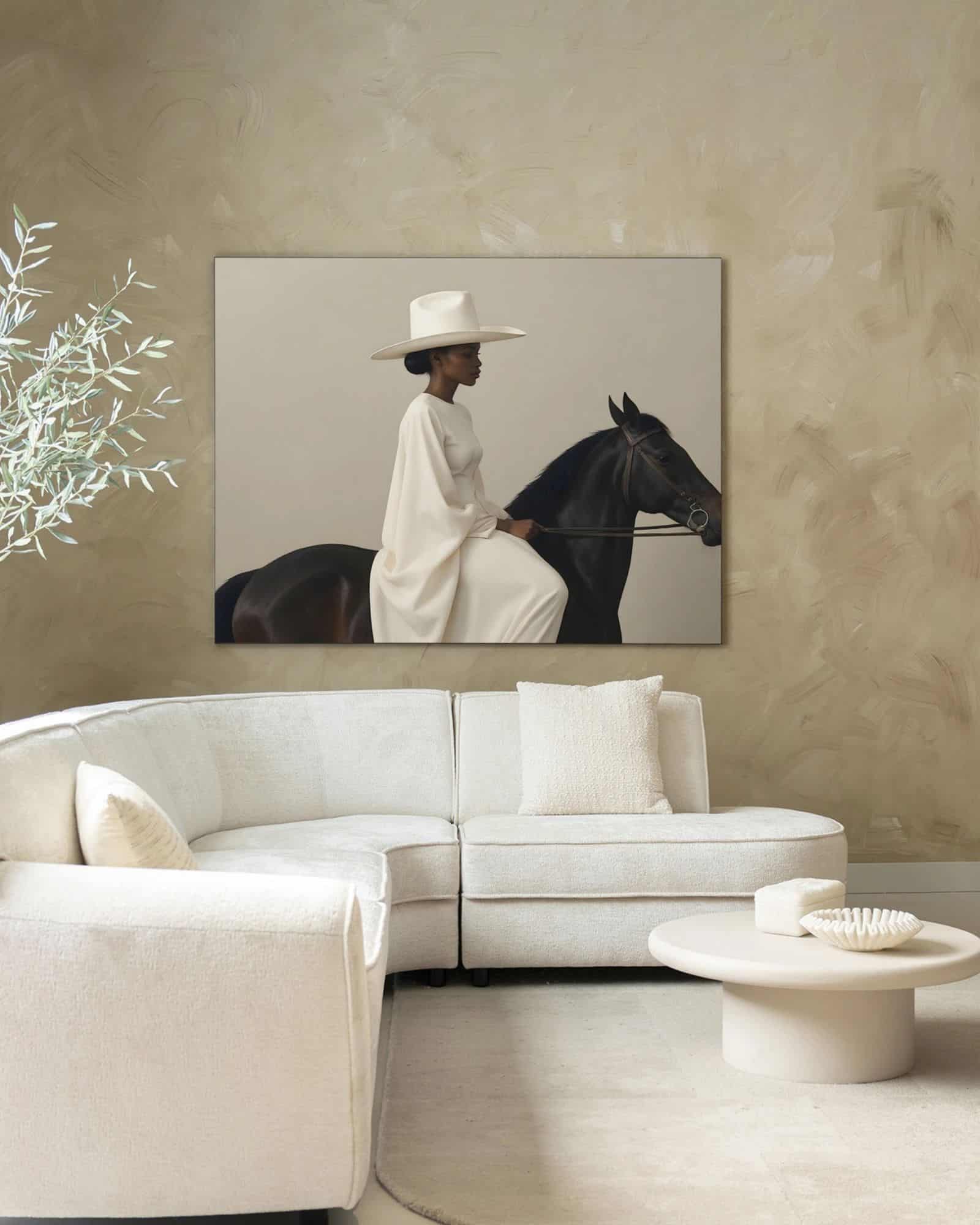 Tavla Beige Rider 110x145 cm vit ram - Bild 3