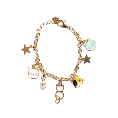 Barnarmband i kedjelänksstil med flera små kattberlocker – Purr-fectly Charming armband
