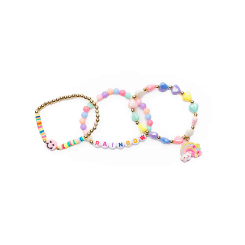 Färgglada barnarmband i regnbågsfärger med glada detaljer – Rainbow Smiles armbandsset
