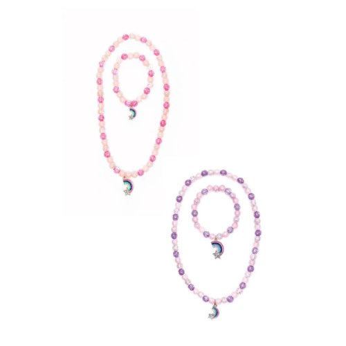 Barn Lila Regnbågshalsband och Armband Set 2 Pack