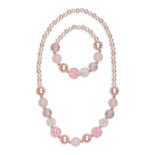 Barn Rosa Pärlhalsband och Armband Set 2 Pack