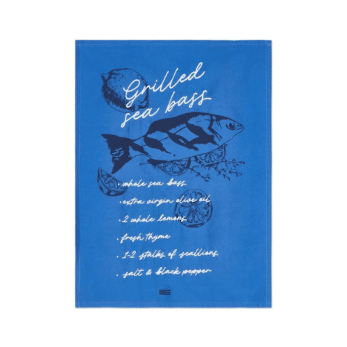 Lexington Kökshandduk Grilled Sea Bass – Ekologisk bomull 50x70 cm Blå/Vit